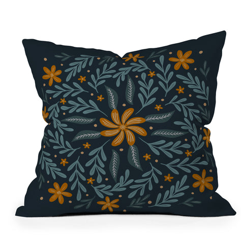 Angela Minca Circular flowers and branches Throw Pillow