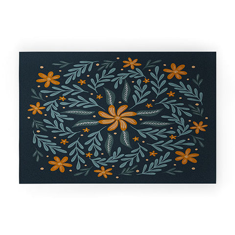 Angela Minca Circular flowers and branches Welcome Mat
