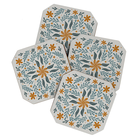 Angela Minca Circular flowers branches Coaster Set