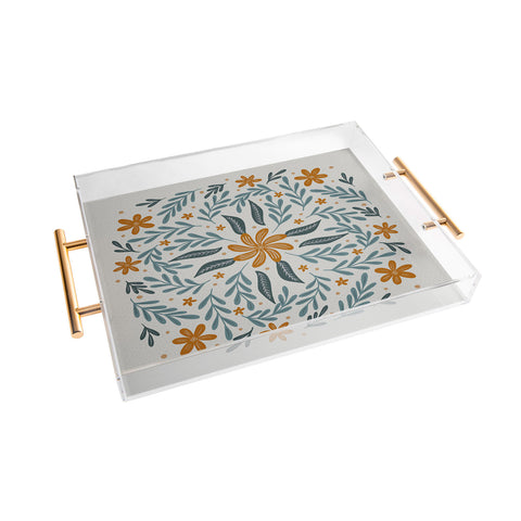 Angela Minca Circular flowers branches Acrylic Tray