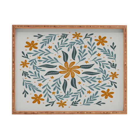 Angela Minca Circular flowers branches Rectangular Tray