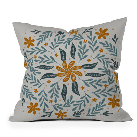Angela Minca Circular flowers branches Outdoor Throw Pillow