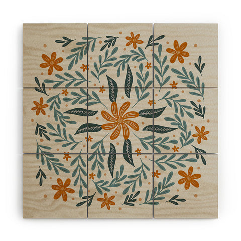 Angela Minca Circular flowers branches Wood Wall Mural