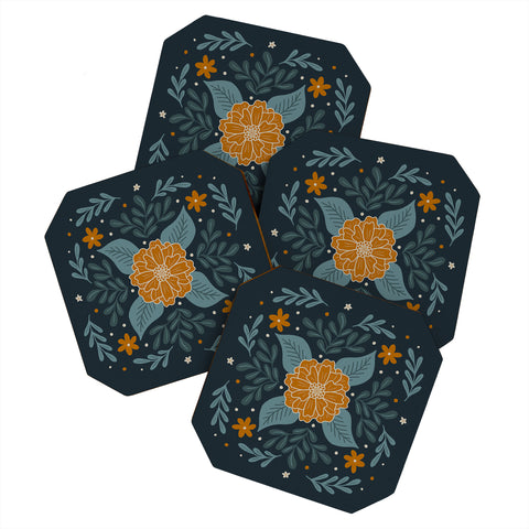 Angela Minca Circular flowers Coaster Set