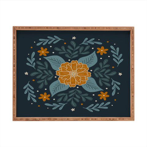 Angela Minca Circular flowers Rectangular Tray