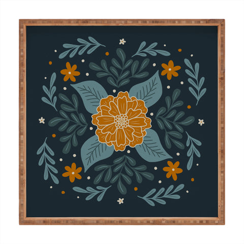 Angela Minca Circular flowers Square Tray