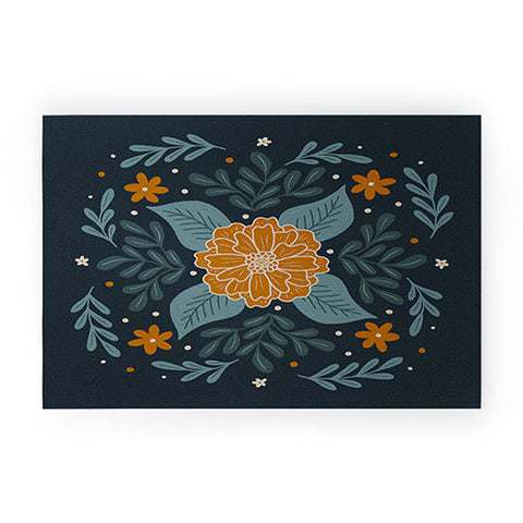 Angela Minca Circular flowers Welcome Mat