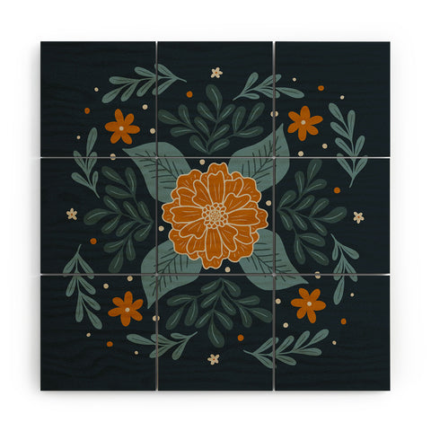 Angela Minca Circular flowers Wood Wall Mural