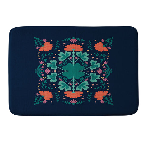 Angela Minca Clovers and flowers Memory Foam Bath Mat