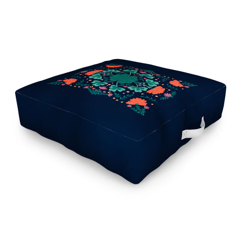 Angela Minca Clovers and flowers Outdoor Floor Cushion