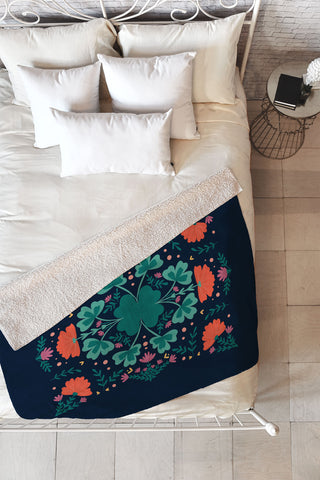 Angela Minca Clovers and flowers Fleece Throw Blanket