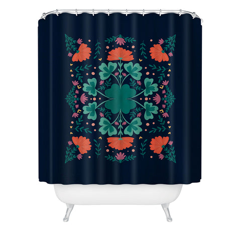 Angela Minca Clovers and flowers Shower Curtain