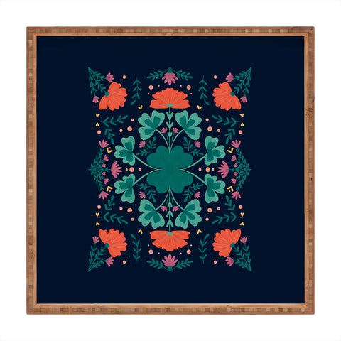 Angela Minca Clovers and flowers Square Tray