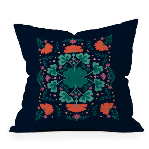 Angela Minca Clovers and flowers Throw Pillow