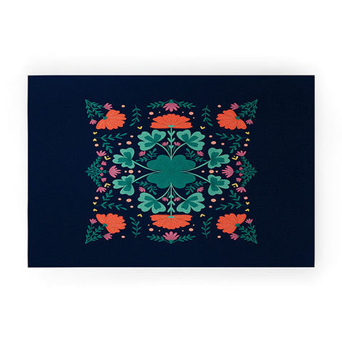 Angela Minca Clovers and flowers Welcome Mat