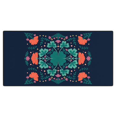 Angela Minca Clovers and flowers Desk Mat