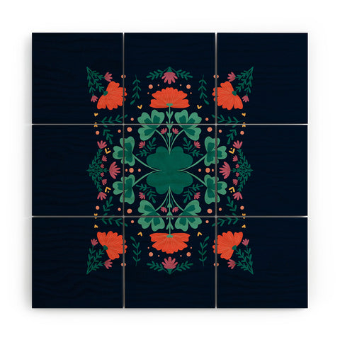 Angela Minca Clovers and flowers Wood Wall Mural