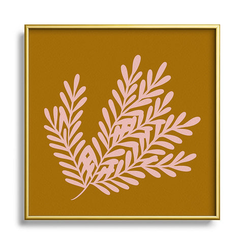 Angela Minca Cute simple branch Square Metal Framed Art Print