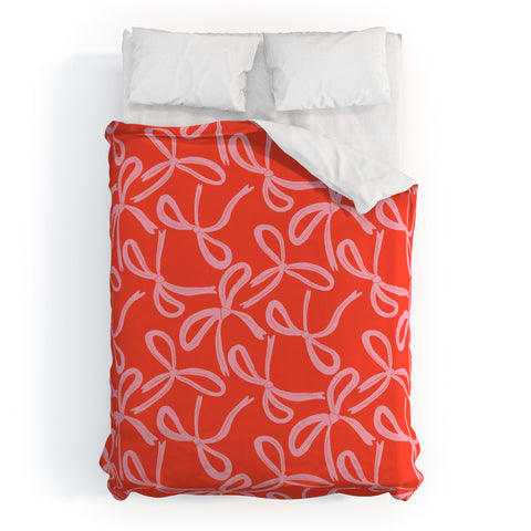 Angela Minca Cute textured coquette bows Duvet Cover