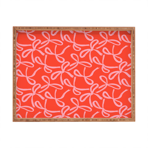 Angela Minca Cute textured coquette bows Rectangular Tray