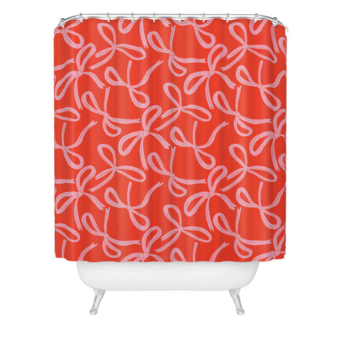 Angela Minca Cute textured coquette bows Shower Curtain