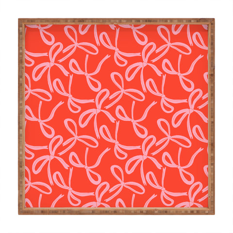 Angela Minca Cute textured coquette bows Square Tray