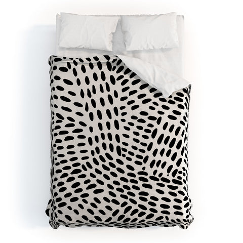 Angela Minca Dot lines black and white Duvet Cover