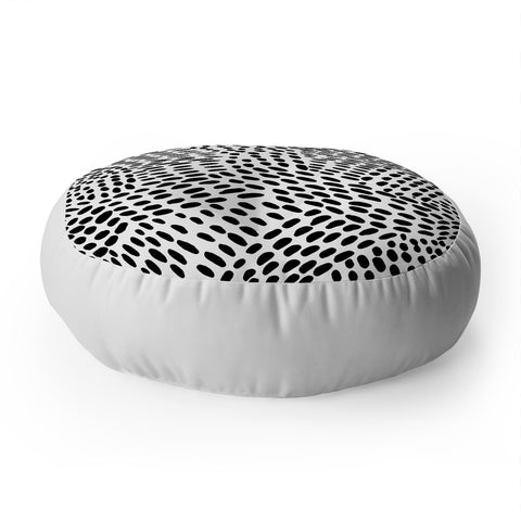 Angela Minca Dot lines black and white Floor Pillow Round