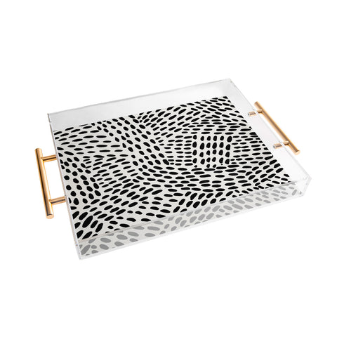 Angela Minca Dot lines black and white Acrylic Tray