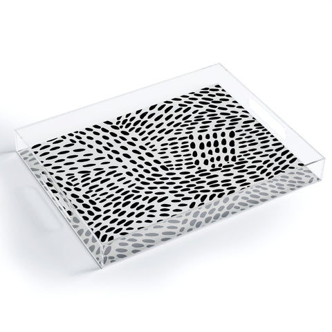 Angela Minca Dot lines black and white Acrylic Tray