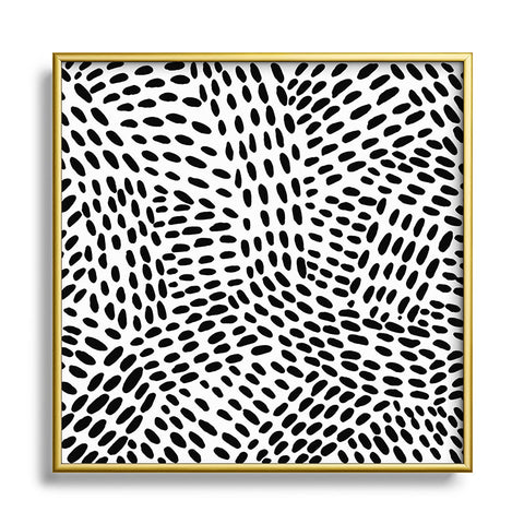 Angela Minca Dot lines black and white Square Metal Framed Art Print