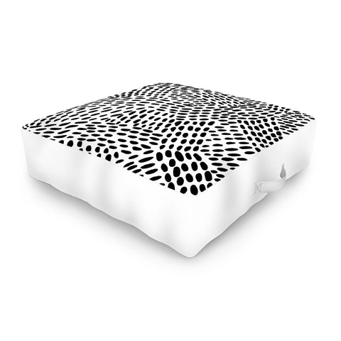 Angela Minca Dot lines black and white Outdoor Floor Cushion