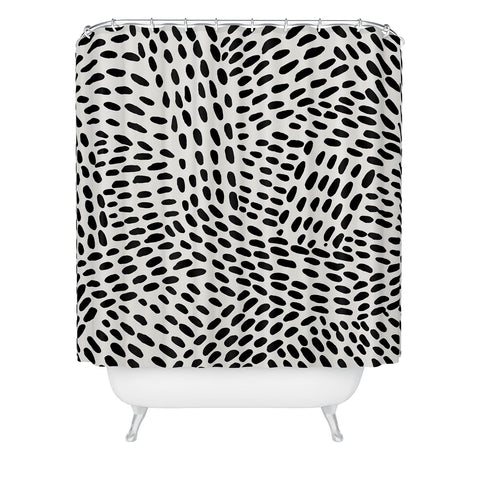 Angela Minca Dot lines black and white Shower Curtain
