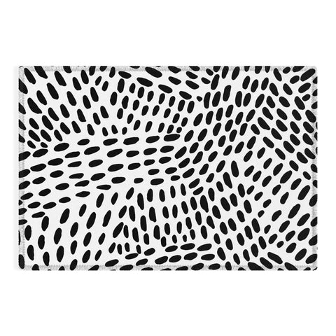 Angela Minca Dot lines black and white Outdoor Rug