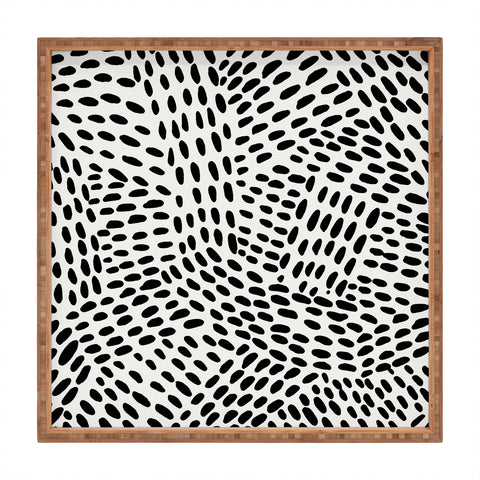 Angela Minca Dot lines black and white Square Tray