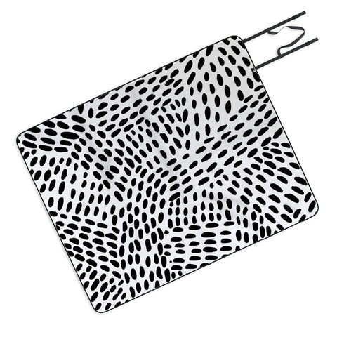 Angela Minca Dot lines black and white Picnic Blanket