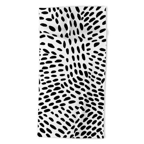 Angela Minca Dot lines black and white Beach Towel