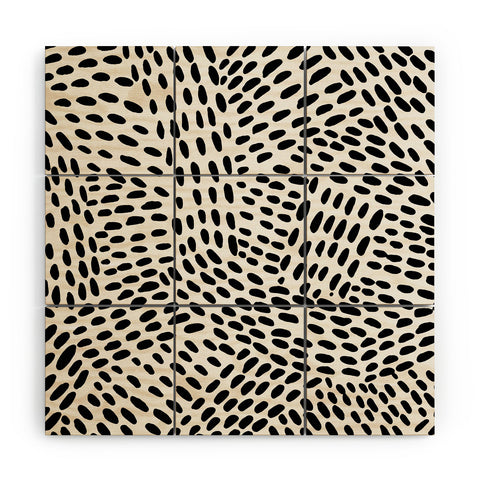 Angela Minca Dot lines black and white Wood Wall Mural