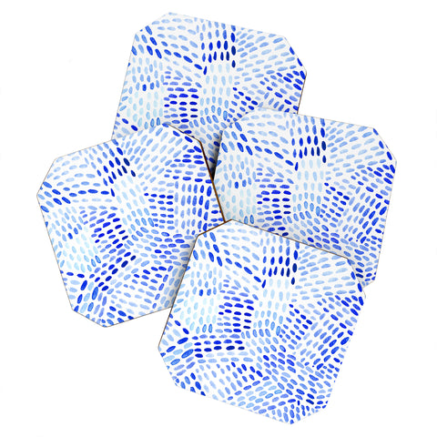 Angela Minca Dot lines blue Coaster Set