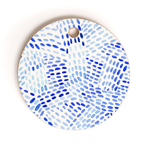 Angela Minca Dot lines blue Cutting Board Round