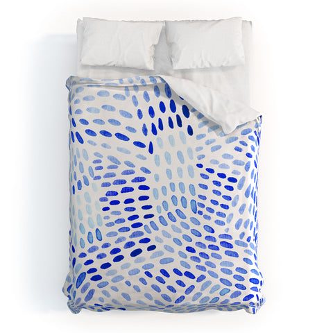 Angela Minca Dot lines blue Duvet Cover