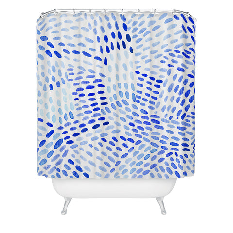 Angela Minca Dot lines blue Shower Curtain