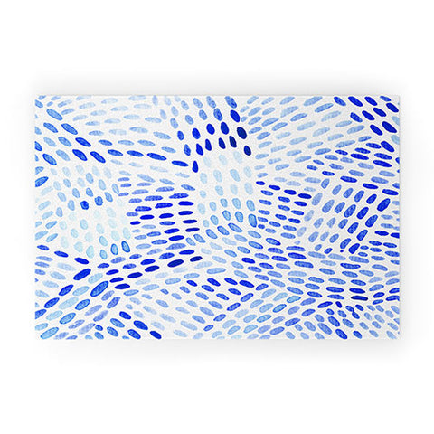 Angela Minca Dot lines blue Welcome Mat