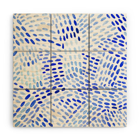 Angela Minca Dot lines blue Wood Wall Mural