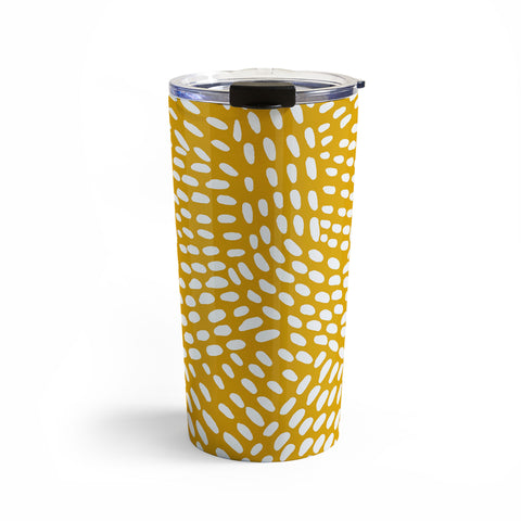 Angela Minca Dot lines ochre Travel Mug