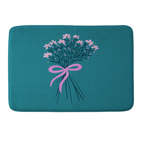 Angela Minca Floral bouquet with a bow Memory Foam Bath Mat