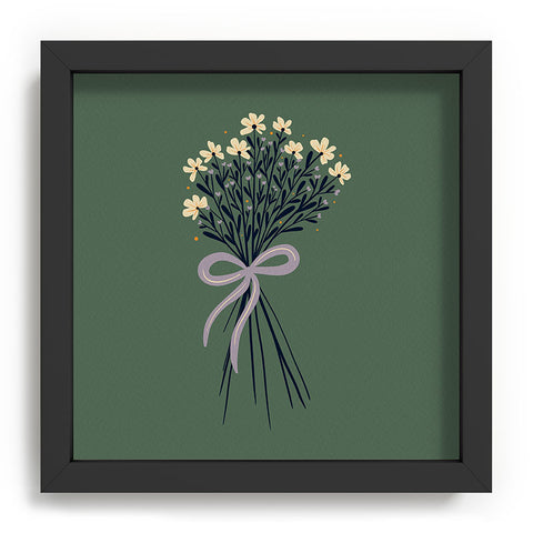 Angela Minca Floral bouquet with bow green Recessed Framing Square