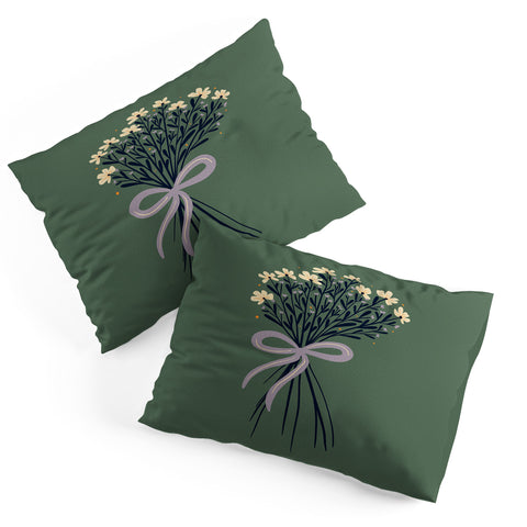 Angela Minca Floral bouquet with bow green Pillow Shams