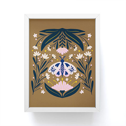 Angela Minca Folk Art Moth Golden Brown Framed Mini Art Print