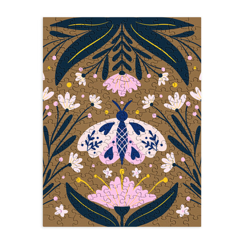 Angela Minca Folk Art Moth Golden Brown Puzzle